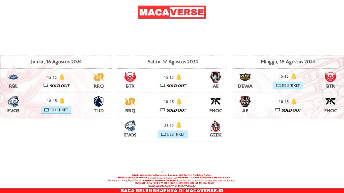 Jadwal MPL ID S14 Week 2 : Ada Derby STM, Hingga Royal Derby….